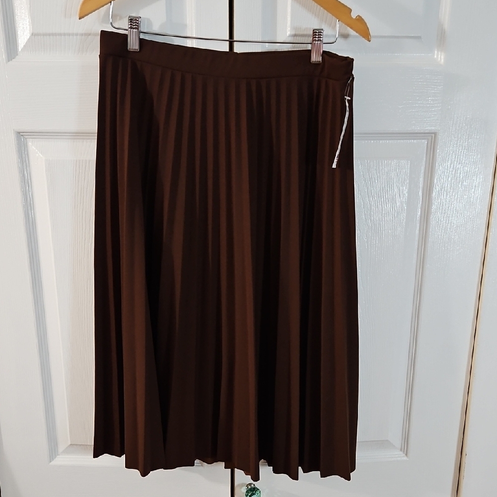 Elegant Brown Pleated Skirt